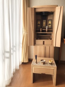 【家具調モダン仏壇:タモ 浄土真宗本願寺派】